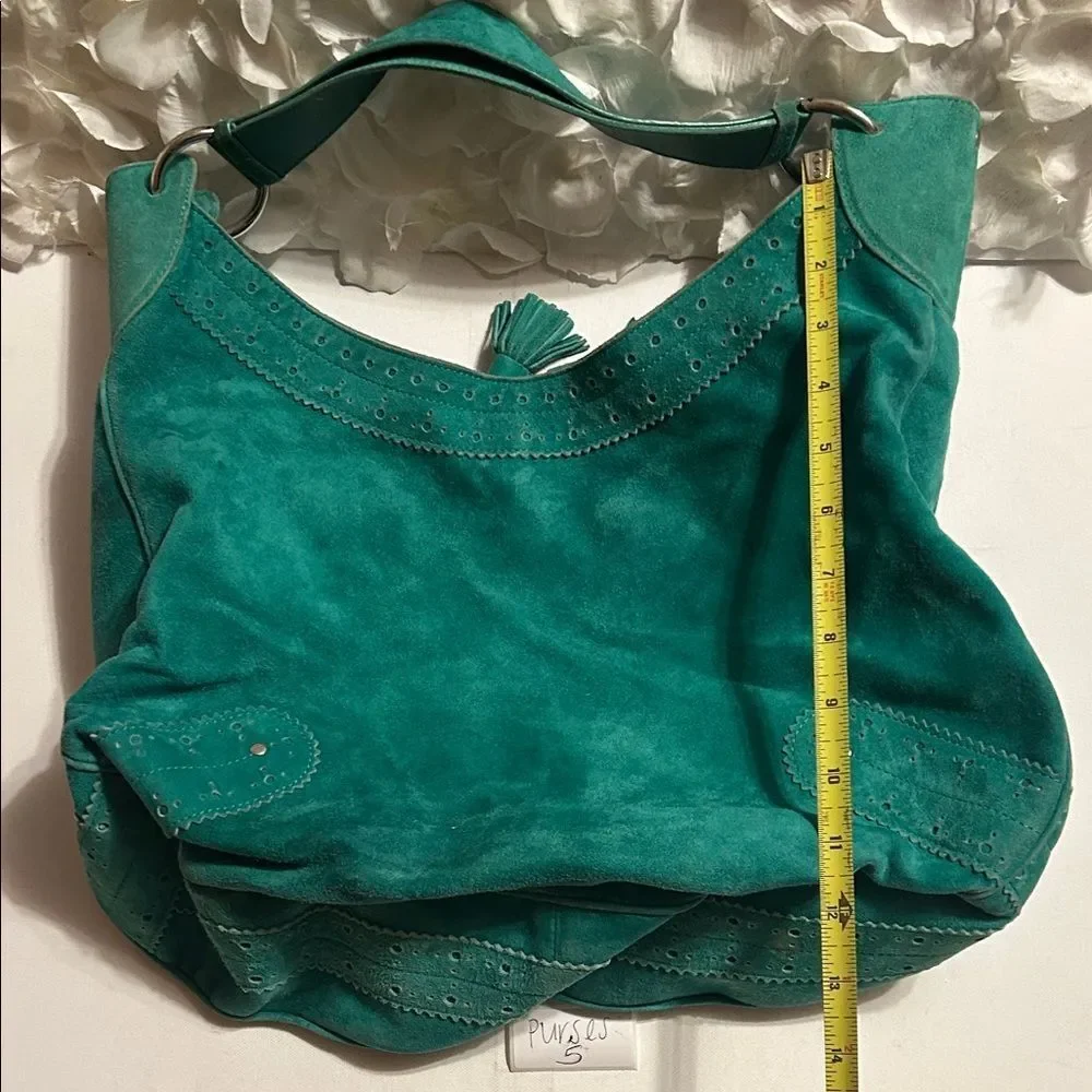 Burberry Teal Suede Hobo Bag
